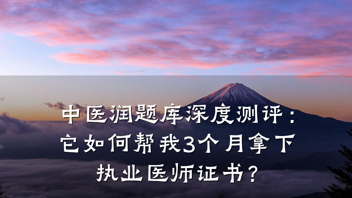 中医润题库深度测评:它如何帮我3个月拿下执业医师证书?